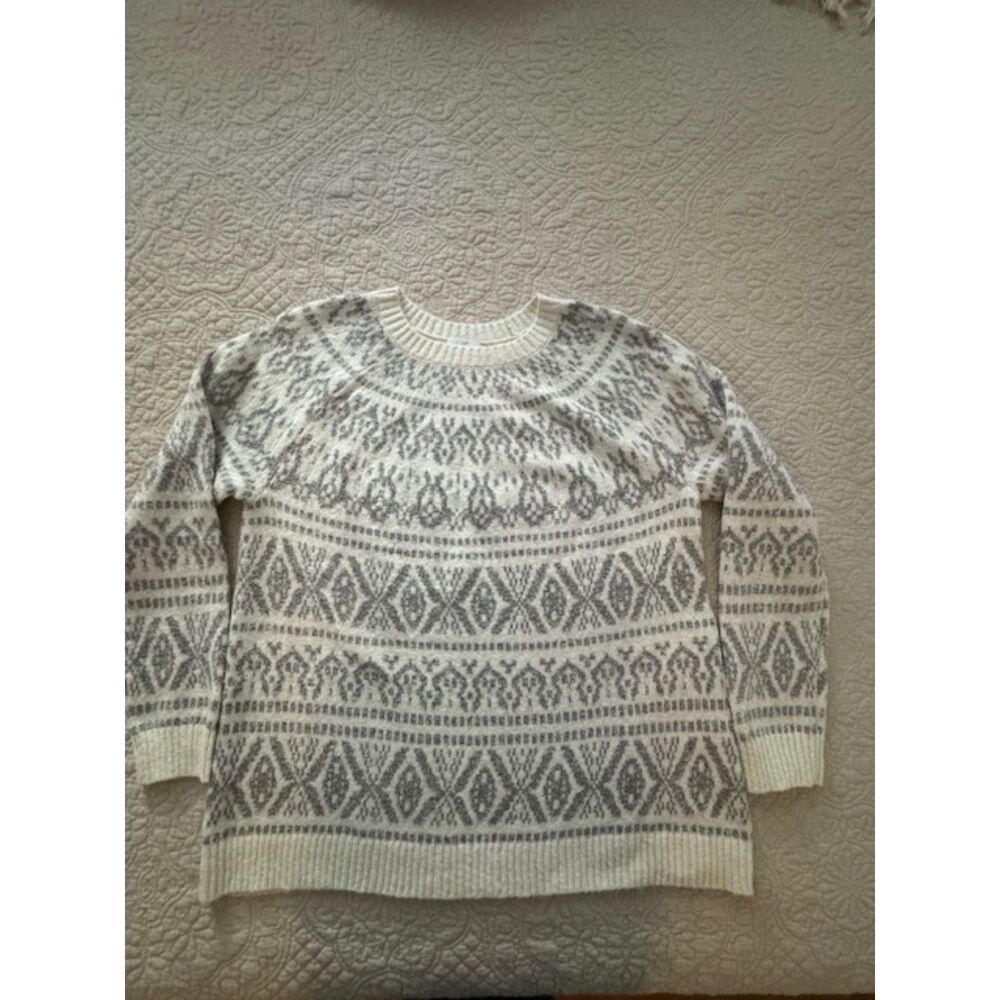J.JILL fair isle cotton white sweater, size S